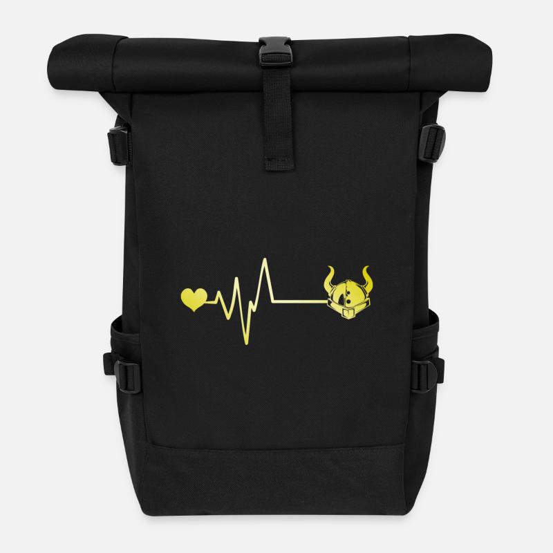 Wikinger Helm Puls Herz Liebe - Rolltop Rucksack - Schwarz