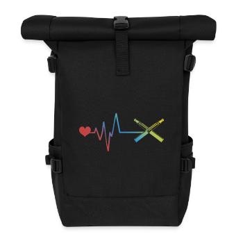 E-cigarette pulse heartbeat - Roll Top Backpack - black - Front