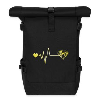 Diamond Pulse Heart Love - Roll Top Backpack - black - Front