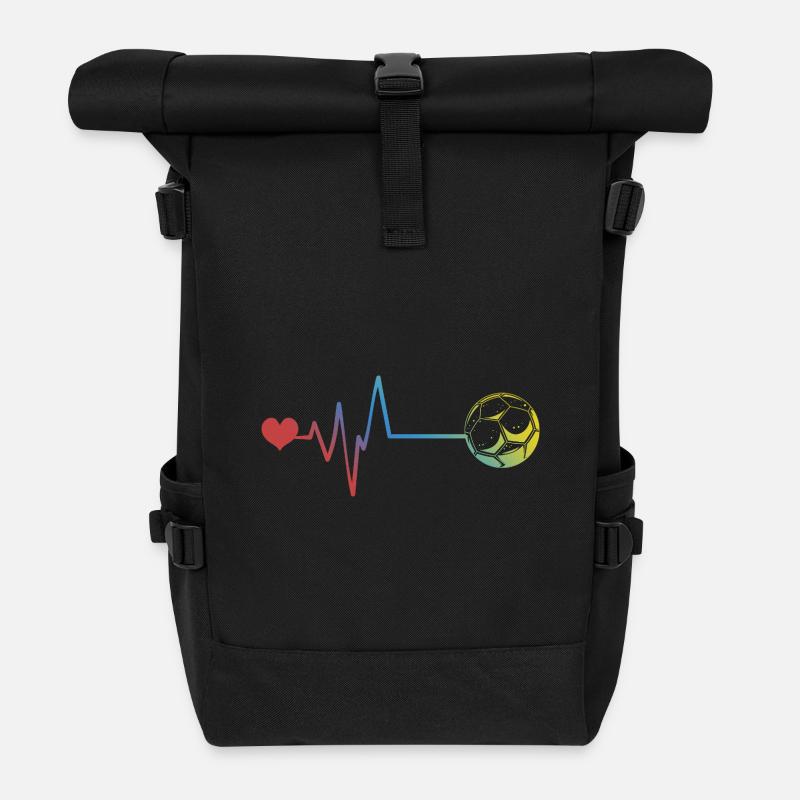 Fußball Puls Herzschlag - Rolltop Rucksack - Schwarz