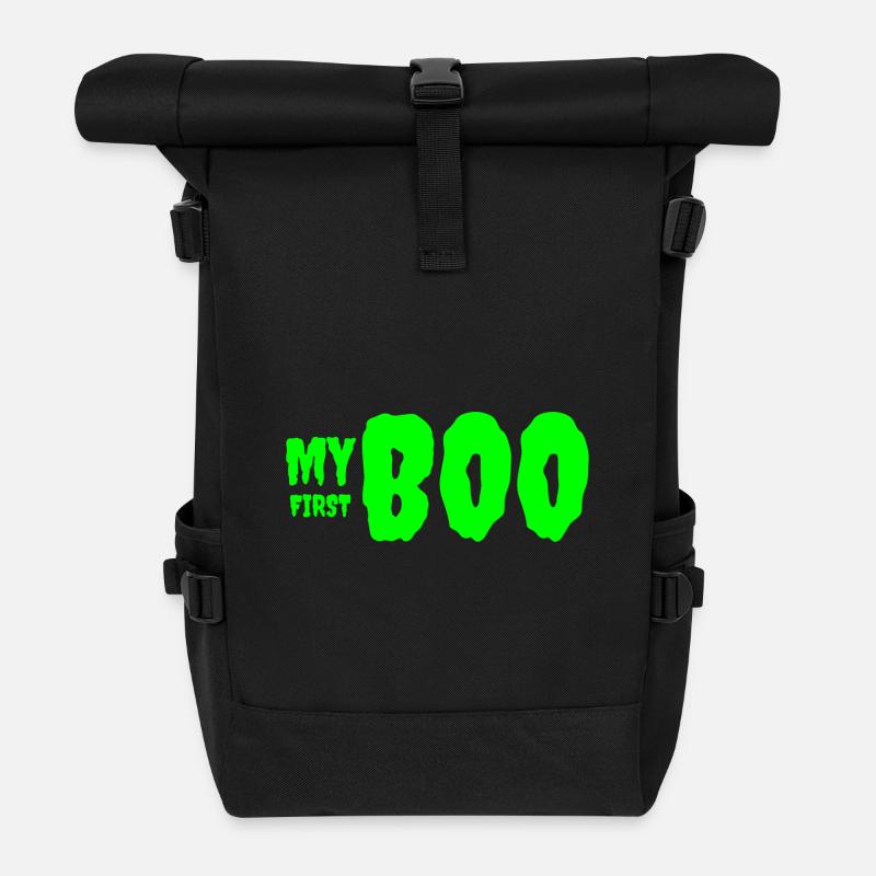 Vibrant Green Growth Typography Tee - Roll Top Backpack - black