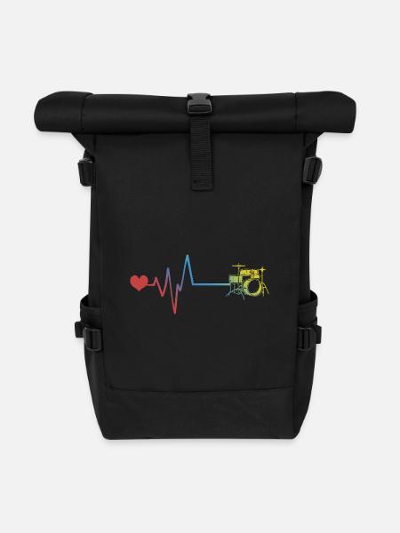 Schlagzeug Musik - Rolltop Rucksack - Schwarz