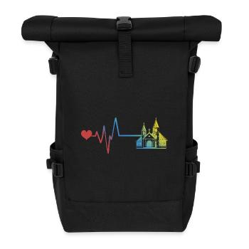 Church Pulse Heartbeat - Roll Top Backpack - black - Front