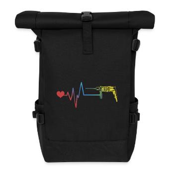 Bohrmaschine Puls Herzschlag - Rolltop Rucksack - Schwarz - Vorne