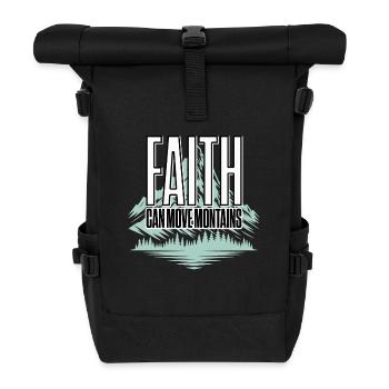Glaube bewegt Berge – Inspirierende Message - Rolltop Rucksack - Schwarz - Vorne