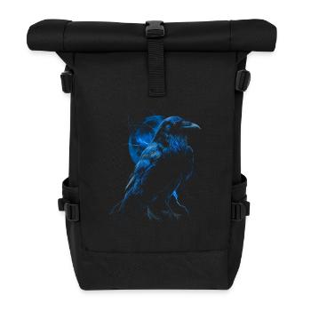 Cooler Rabe mit Mond - Rolltop Rucksack - Schwarz - Vorne