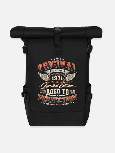 Jahrgang 1971 Vintage Retro Geburtstag Geschenk - Rolltop Rucksack - Schwarz