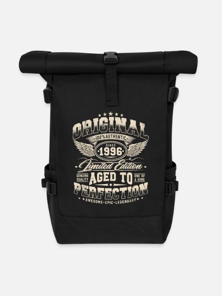 Jahrgang 1996 Vintage Retro Geburtstag Geschenk - Rolltop Rucksack - Schwarz