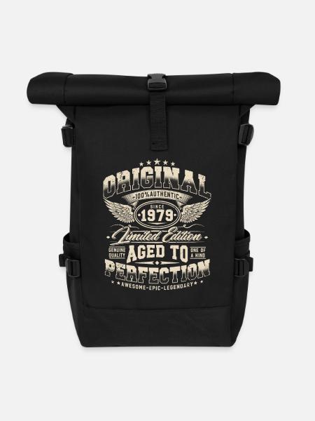 Jahrgang 1979 Vintage Retro Geburtstag Geschenk - Rolltop Rucksack - Schwarz