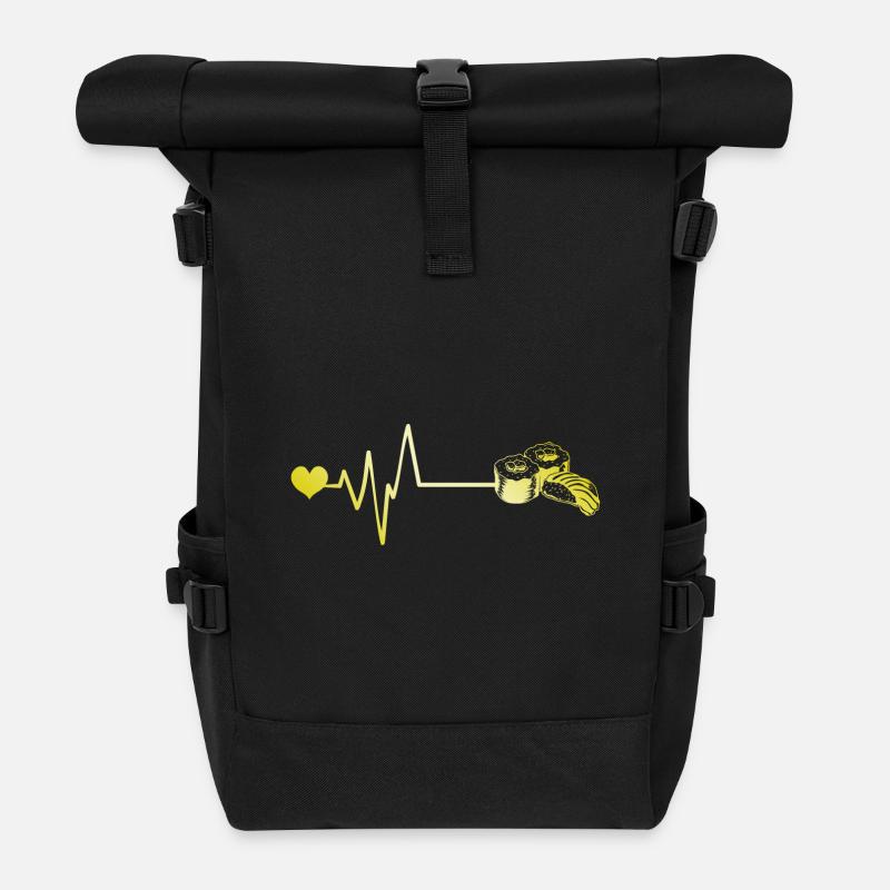 Sushi Heartbeat Pulse - Roll Top Backpack - black