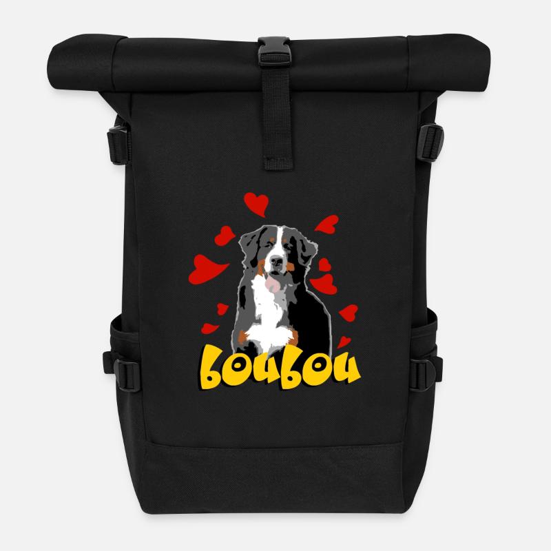 bernese mountain dog - Roll Top Backpack - black