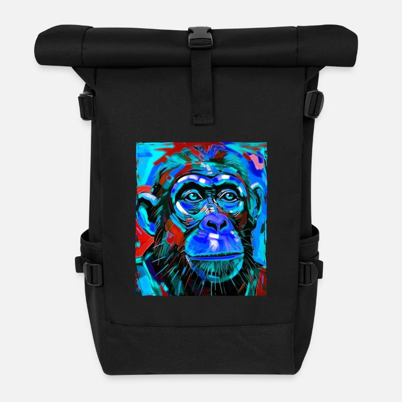 Affe Porträt - Rolltop Rucksack - Schwarz