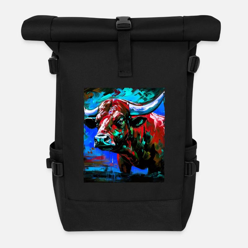 Bulle Porträt Taurus - Rolltop Rucksack - Schwarz