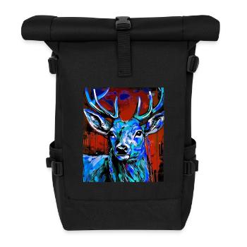 Hirsch Porträt - Rolltop Rucksack - Schwarz - Vorne