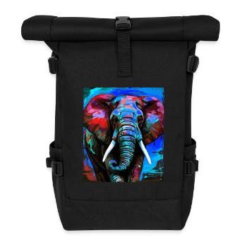 Elephant Portrait - Roll Top Backpack - black - Front