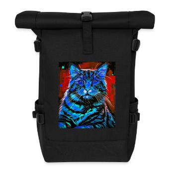 Tête de portrait de chat - Sac à dos roll top - noir - Devant