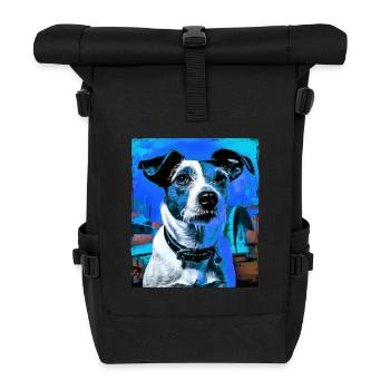Jack Russel Terrier Hund Porträt - Rolltop Rucksack - Schwarz - Vorne
