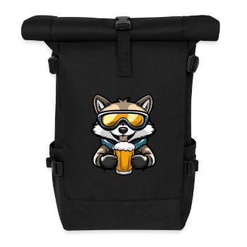 Raccoon après-ski bière bande dessinée - Sac à dos roll top - noir - Devant