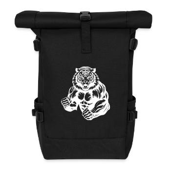 Tiger Bodybuilding Muskeln Workout Gym - Rolltop Rucksack - Schwarz - Vorne