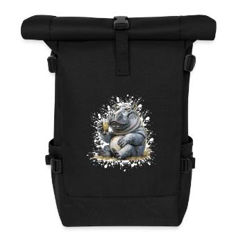 Hippopotamus Beer Funny - Roll Top Backpack - black - Front