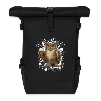 Owl Beer Funny - Roll Top Backpack - black - Front