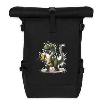 Dinosaur brontosaurus beer - Roll Top Backpack - black - Front