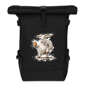 Bergziege Bier Lustig - Rolltop Rucksack - Schwarz - Vorne