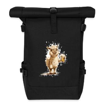 Alpaca Llama Beer Funny - Roll Top Backpack - black - Front