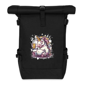 Einhorn Bier Lustig - Rolltop Rucksack - Schwarz - Vorne