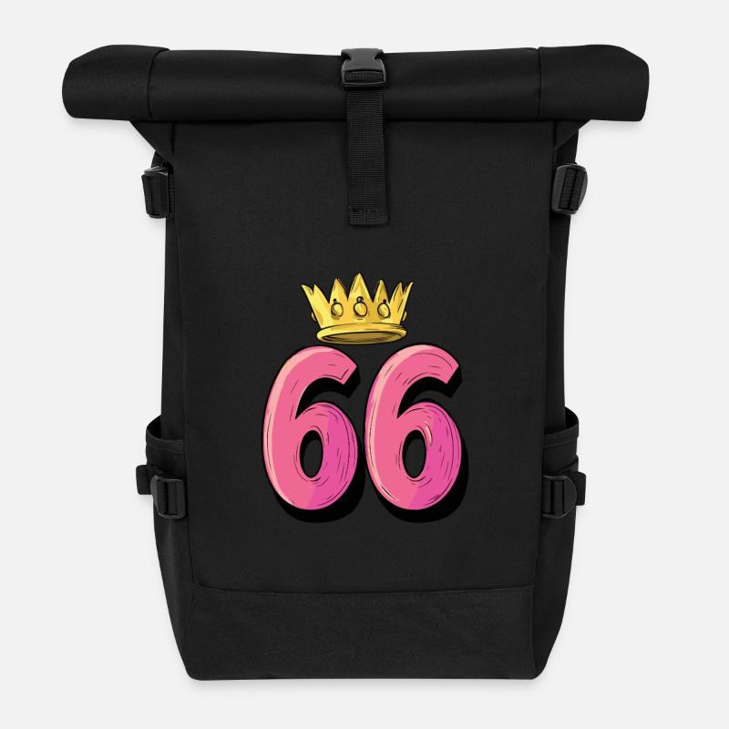66 Zahl Krone - Rolltop Rucksack - Schwarz