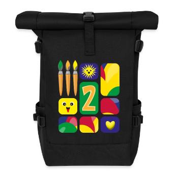 2 / Lustige zwei mit Pinsel zum Geburtstag. - Rolltop Rucksack - Schwarz - Vorne