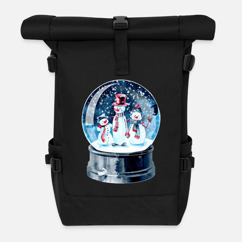 Weihnachten Schneekugel - Rolltop Rucksack - Schwarz