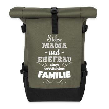 Stolze Mama - Rolltop Rucksack - Olive/Schwarz - Vorne