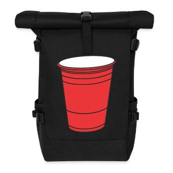 Roter College Becher - Rolltop Rucksack - Schwarz - Vorne