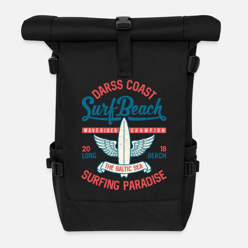 BALTIC SEA - Cool Darss Surfer Gifts Surf Shirts - Roll Top Backpack - black