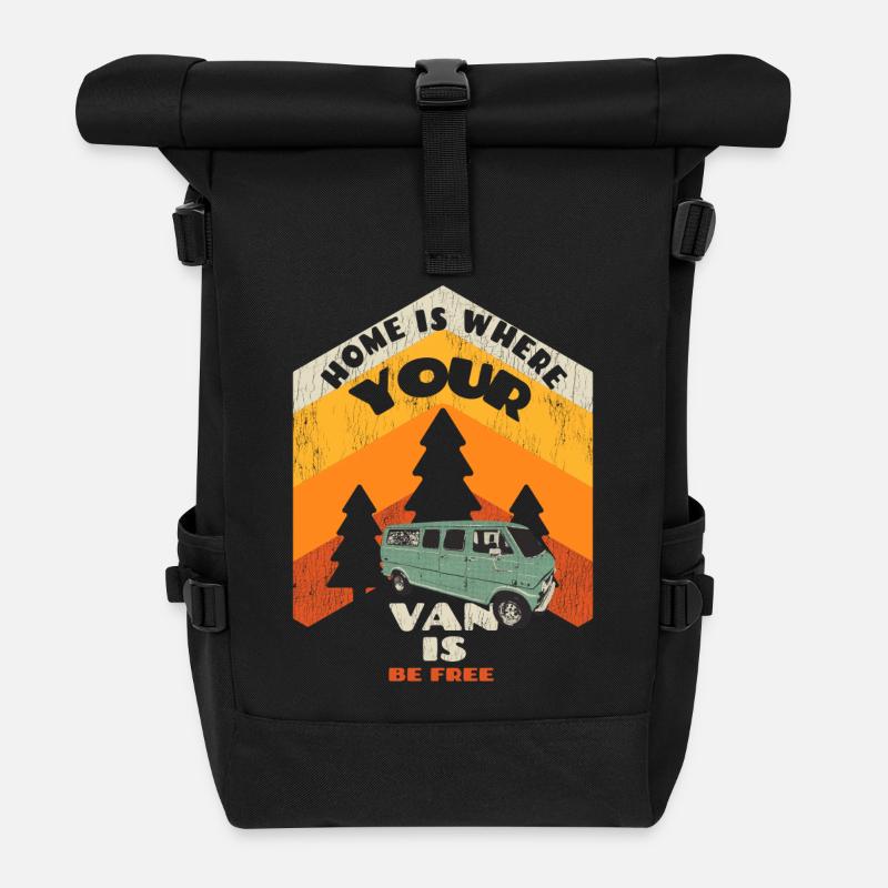 Home is where your van is - Sac à dos roll top - noir