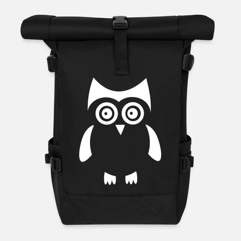 weiße Eule Vogel weiß - Rolltop Rucksack - Schwarz