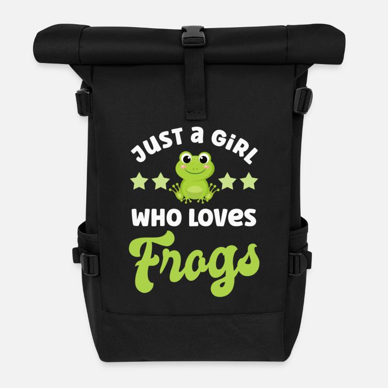 Frog Frogs - Roll Top Backpack - black