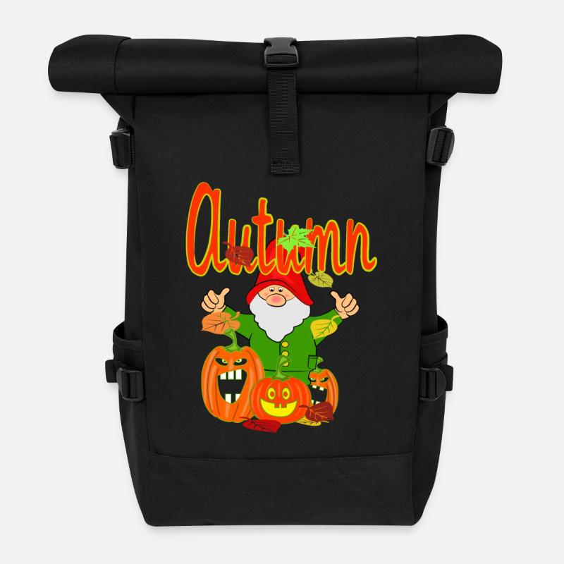 Herbstlicher Gartenzauber mit Kürbissen - Rolltop Rucksack - Schwarz