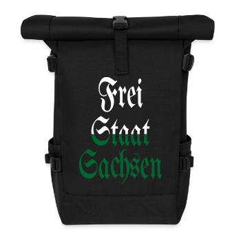 Free State of Saxony white green home - Roll Top Backpack - black - Front