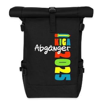 Kiga Abgänger 2025 - Kindergarten Abschied - Rolltop Rucksack - Schwarz - Vorne