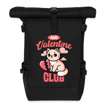 Anti-Valentine Club – Funny Cat Design - Roll Top Backpack - black - Front