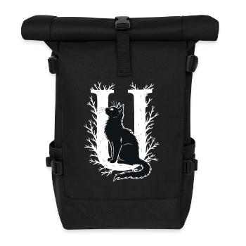 Lettre U avec chat - Sac à dos roll top - noir - Devant