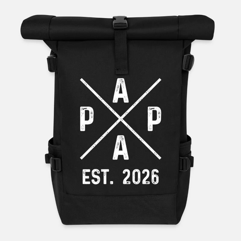 Papa Est. 2026 - Rolltop Rucksack - Schwarz