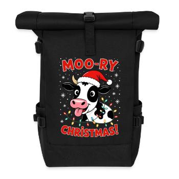 Fermier de chandails de Noël de vache Joyeux Noël - Sac à dos roll top - noir - Devant