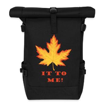 Leaf It to Me – Orange-Red Maple Leaf Design - Roll Top Backpack - black - Front