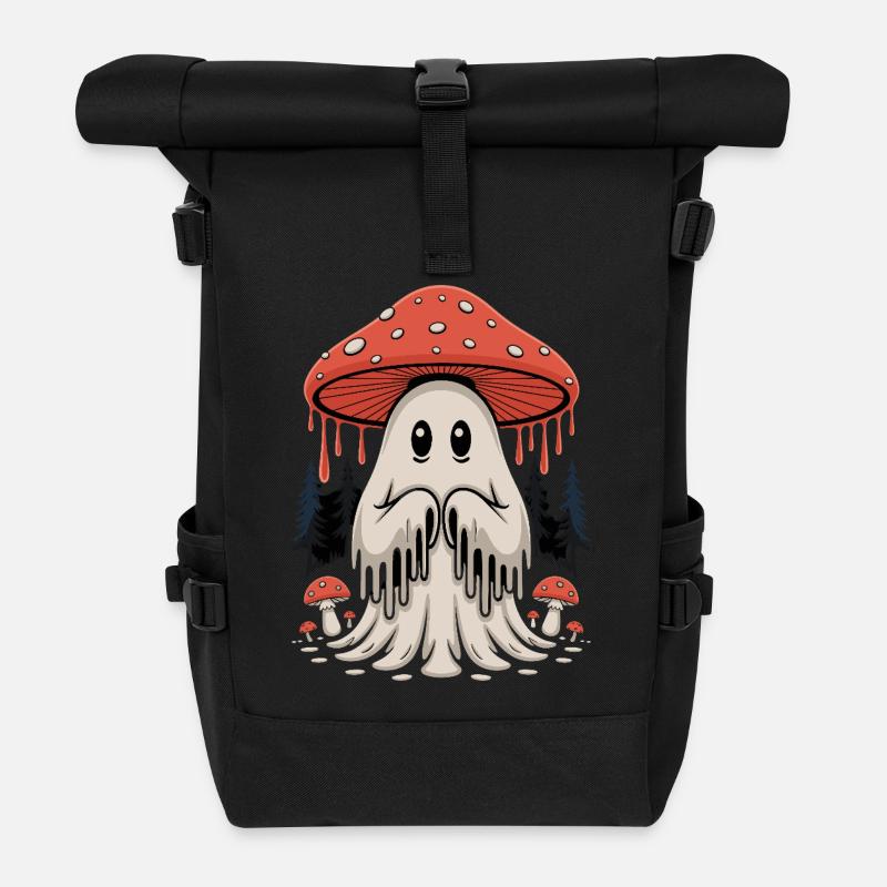 Geisterpilz mit Waldzauber - Rolltop Rucksack - Schwarz