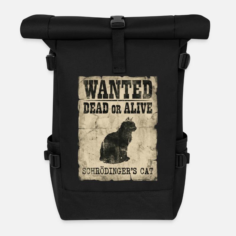 Schrödingers Katze gesucht Tot-oder-lebendig Physik-Wortspiel - Rolltop Rucksack - Schwarz