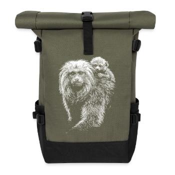 Tamarins lion - Sac à dos roll top - olive/noir - Devant