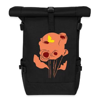 Orange Poppy mit Schmetterling - Rolltop Rucksack - Schwarz - Vorne